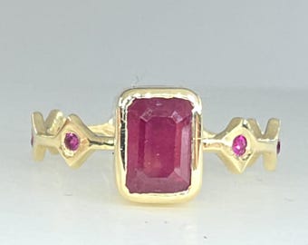 Ruby Gemstone 14k Gold Ring Stacking Set Jewelry #638