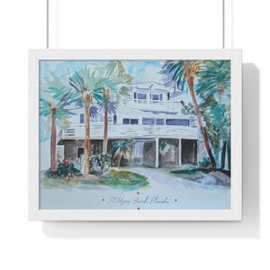 Coastal Artwork, Beach House Framed Poster, Tropical Home Decor, Florida Wall Art, Gift for Beach Lovers