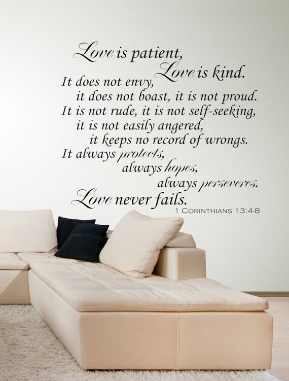 Bible Verse Wall Decal Wall Decals for the Home Love is Etsy