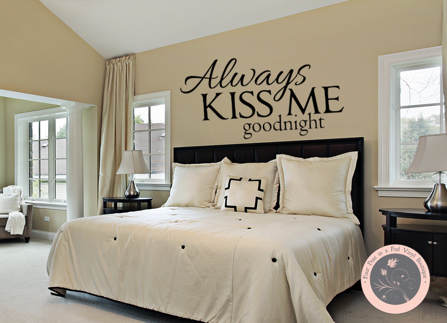 Bedroom Wall Decal Always Kiss Me Goodnight Master Bedroom Decor Bedroom Wall Decals Vinyl Wall Decals Kiss Me Goodnight