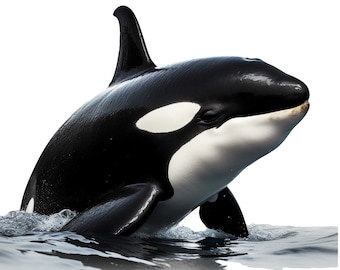 Zestaw 4 clipartów Orca Whale PNG do pobrania w wersji cyfrowej Naklejki Orca, kubki Orca i koszulki Orca - Orca Art sublimacja V2