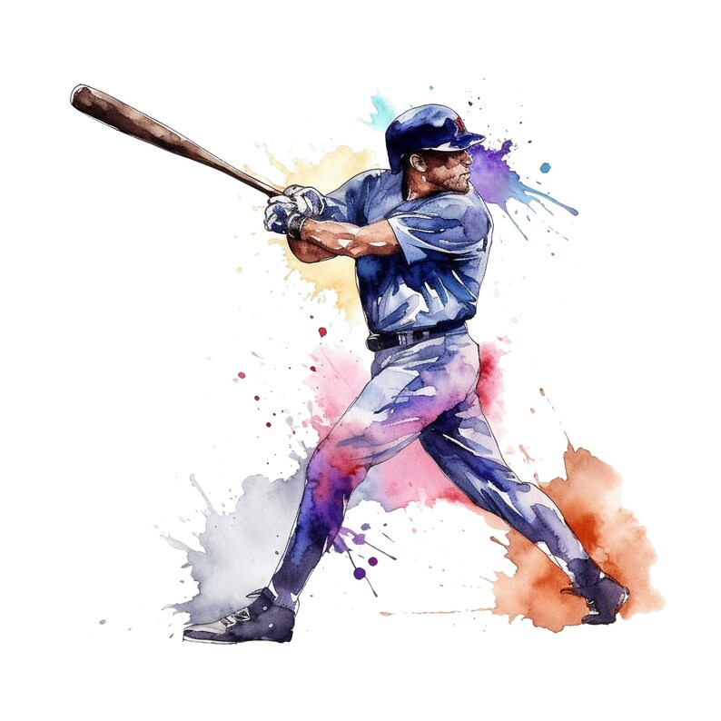 Baseball Clipart Set of 4 Printable Art Files Watercolor - Etsy