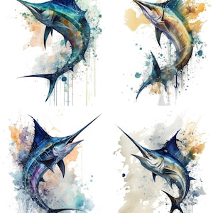 Sailfish Clipart PNG, watercolor clipart Saltwater Fish Digital Download for Deepwater Fishing Sublimation for mugs tees and caps set 1