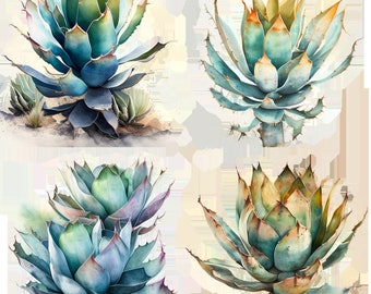 Agave Art, Succulent Printable Art, Agave Decor PNG, Succulent Print Art, Agave Plant Print, Succulent Digital Print, Agave Wall Art, Set 1