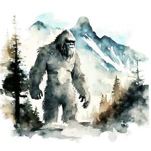 Yeti Watercolor Clipart - Digital Downloads for Wall Art, Prints, and Sublimation - Abominable Snowman Designs for Hiking Shirts stickers V2