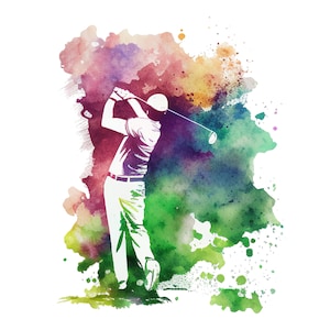 zestaw 4 Golf akwarela clipart, Golf sublimacja, Pro shop Sport clipart, Golf Shirt png, Golf grafika Golf sztuka cyfrowa do pobrania Zestaw 2