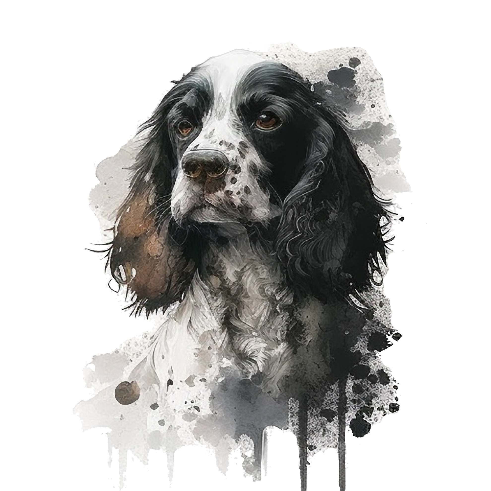 Cocker Spaniel Watercolor Pet Portrait Clipart Set - Black & White Dog ...