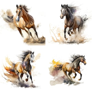 Appaloosa Horse Watercolor Clipart, Cute Baby Shower Graphics, Nursery Decor Wall Art, Farm Animal Digital Download PNG Set 2