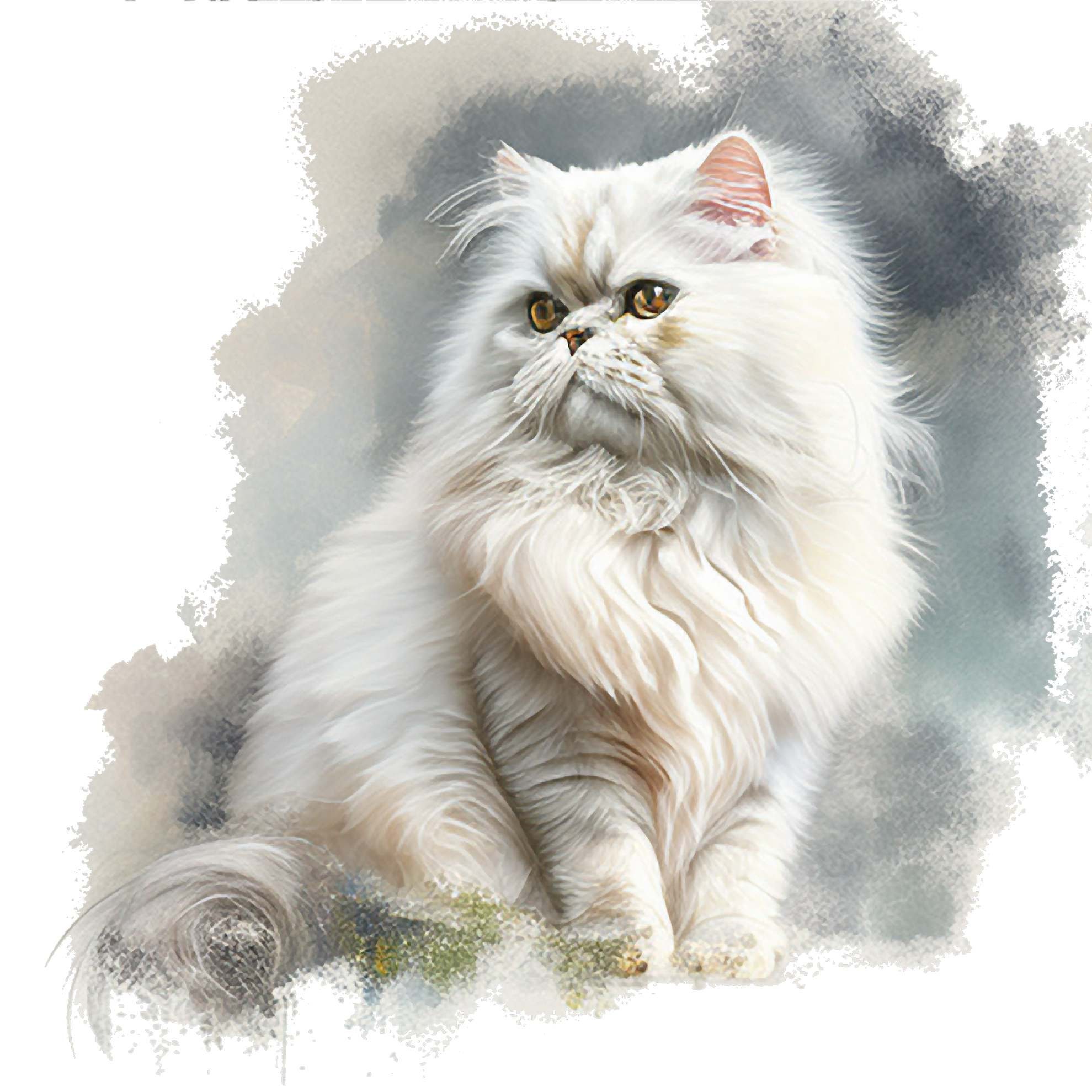 Watercolor White Persian Cat Portrait Clipart Set of 4 - Cat Graphics ...