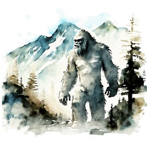 Yeti Watercolor Clipart Set - 4 PNG Files for yeti prints, Sublimation and sticker Designs - Abominable Snowman art and Digital Downloads V3