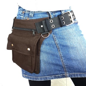 Brown utility belt also in plus sizes, with a metal buckle * Festival hip bag,