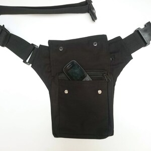 Utility belt made of organic cotton canvas, a black hip bag, ALL SIZES also plus sizes, festival fanny pack hip purse waist pockets image 4