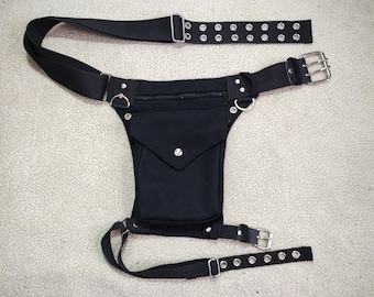 Utility belt with an extra strap for the leg, metal buckles * FIXED thigh belt* I make this also in plus size, steampunk thigh pockets