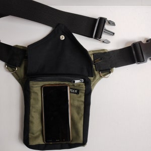 Olive green canvas utility belt Hip bag with click buckle Festival belt bag, For men and women image 5