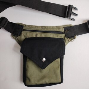 Olive green canvas utility belt Hip bag with click buckle Festival belt bag, For men and women image 2