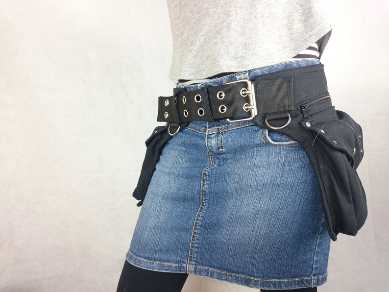 Utility Belt With Two Side Pockets Extra Studs Metal Buckle | Etsy