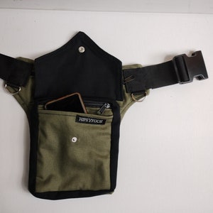 Olive green canvas utility belt Hip bag with click buckle Festival belt bag, For men and women image 6