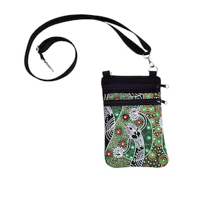 Petit sac à bandoulière en tissu avec imprimé aborigène, tissu en coton, sac de téléphone pour smartphone, poche traversant