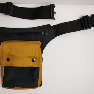 Utility belt made of organic cotton canvas, a black hip bag, ALL SIZES also plus sizes, festival fanny pack hip purse waist pockets grey/mustard