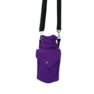 Purple Waterbottle bag, more colors available, Water Carriers with shoulderstrap, Drinkbottle, Canteen, Beverage, hiking gift, dogwalking Purple