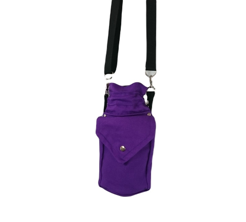 Purple Waterbottle bag, more colors available, Water Carriers with shoulderstrap, Drinkbottle, Canteen, Beverage, hiking gift, dogwalking Purple