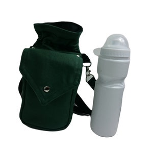 Purple Waterbottle bag, more colors available, Water Carriers with shoulderstrap, Drinkbottle, Canteen, Beverage, hiking gift, dogwalking Green