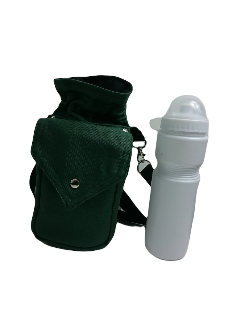 Purple Waterbottle bag, more colors available, Water Carriers with shoulderstrap, Drinkbottle, Canteen, Beverage, hiking gift, dogwalking Green