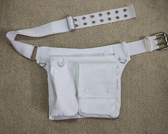 White hip bags and leg thigh pockets for your costume or cosplay festival