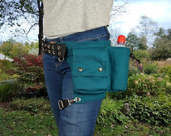 Cotton Canvas Leg Bag with Bottle Pocket - Festival Utility Belt
