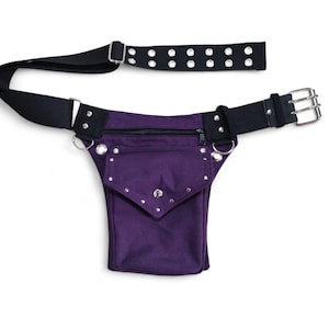 Purple utility belt, canvas fabric, also plus size, metal buckle * Festival hip bag, studded warrior waist pack burning man steampunk