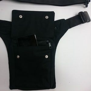 Utility belt made of organic cotton canvas, a black hip bag, ALL SIZES also plus sizes, festival fanny pack hip purse waist pockets image 5