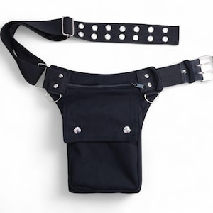 Canvas utility belt also in plus-sizes, with D rings and closing with metal belt buckle * Festival hip bag, made of organic cotton fabric