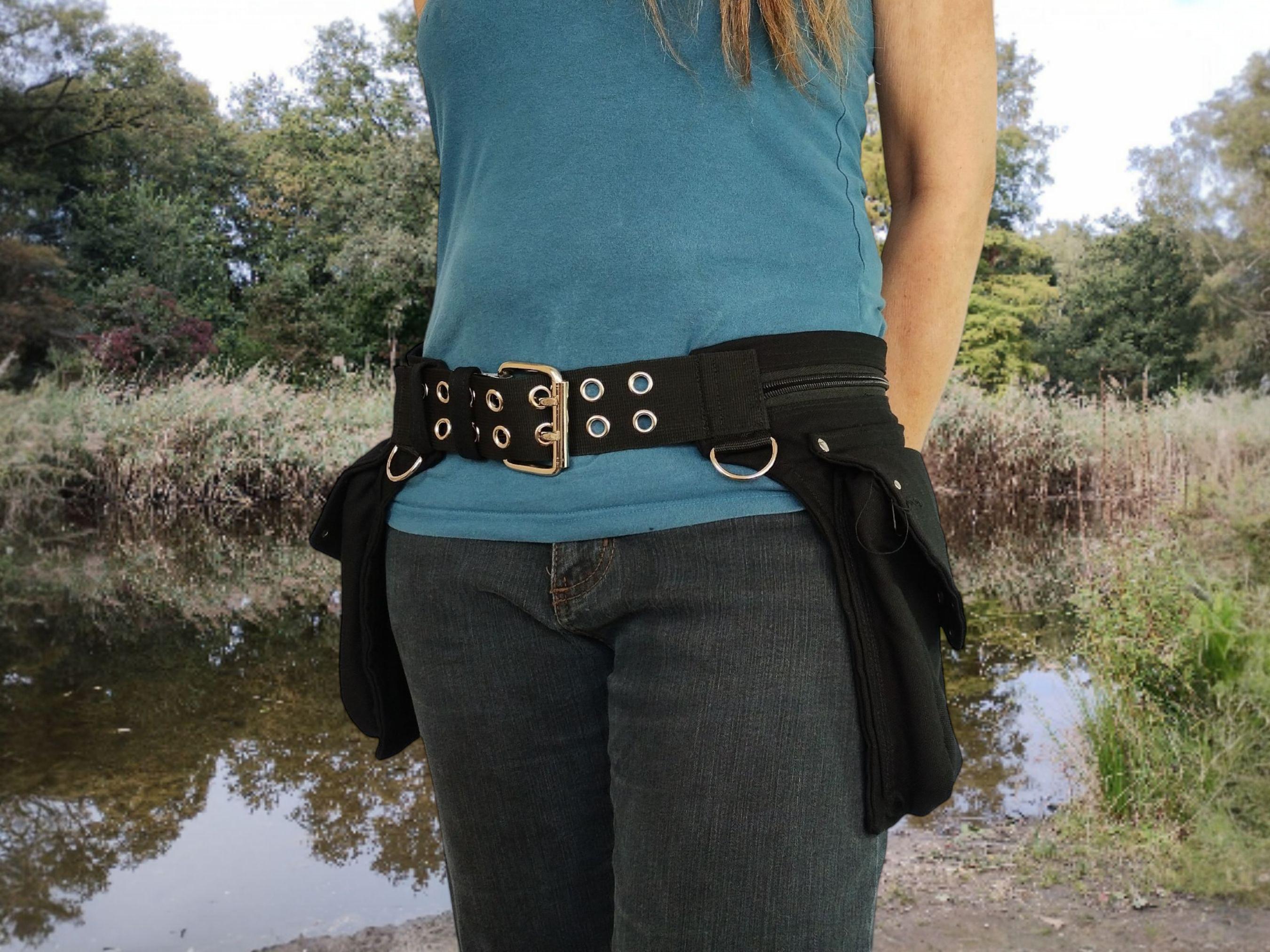 Utility Belt With Two Side Pockets, Extra Studs, Metal  display picture 1