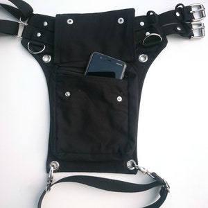 Utility belt with REMOVABLE leg strap on the thigh, and belt buckle plus sizes also, Festival belt, Holster bag, waist pockets, hip purse zdjęcie 9