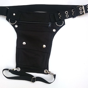 Utility belt with REMOVABLE leg strap on the thigh, and belt buckle plus sizes also, Festival belt, Holster bag, waist pockets, hip purse 1 strap 3.8 cm 2 pin