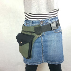 Olive green canvas utility belt Hip bag with click buckle Festival belt bag, For men and women image 4