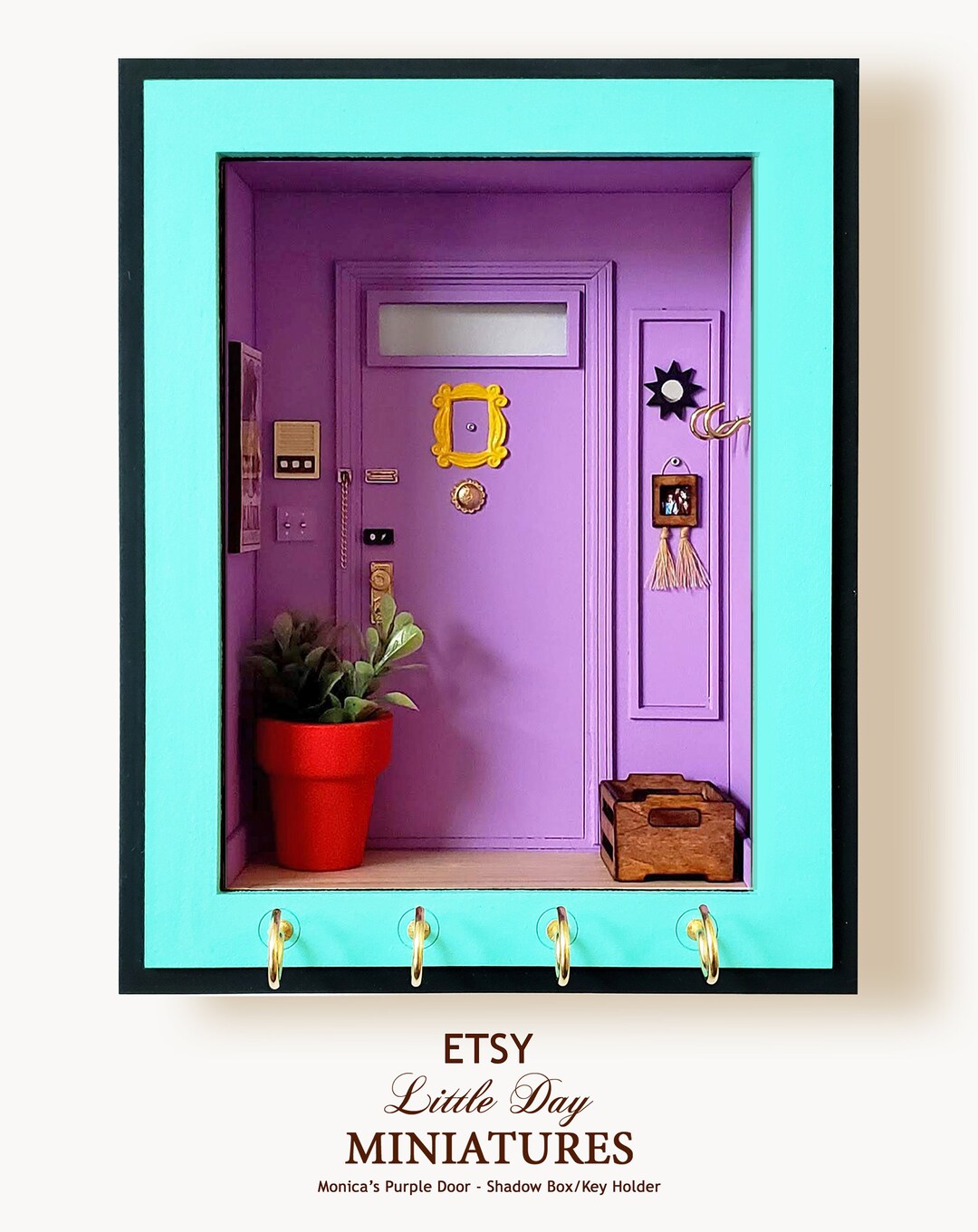 Friends Door Monica's Door Purple Door Blue Frame Shadow Box Key Holder