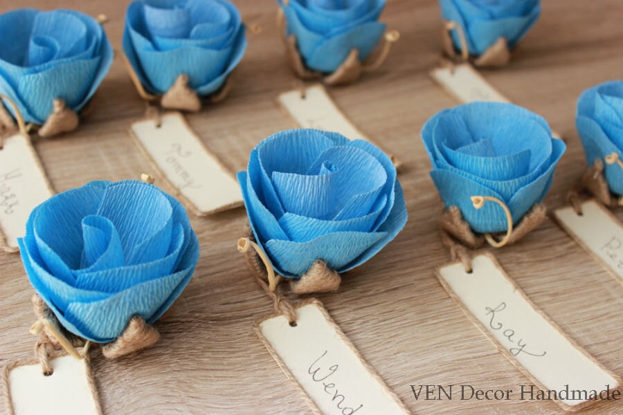 10 Rustic flower place card holders Table name cards Place Etsy