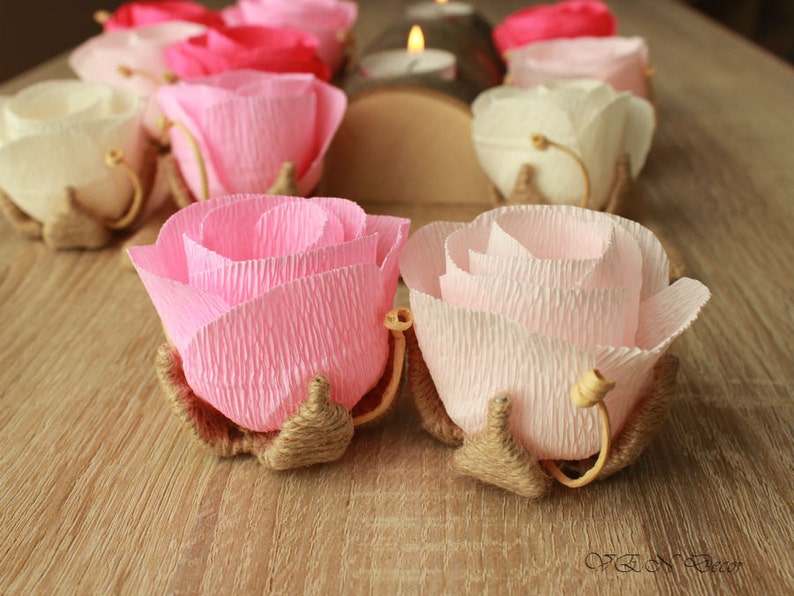 10 Rustic Wedding Paper Flowers Rustic Wedding Table Etsy