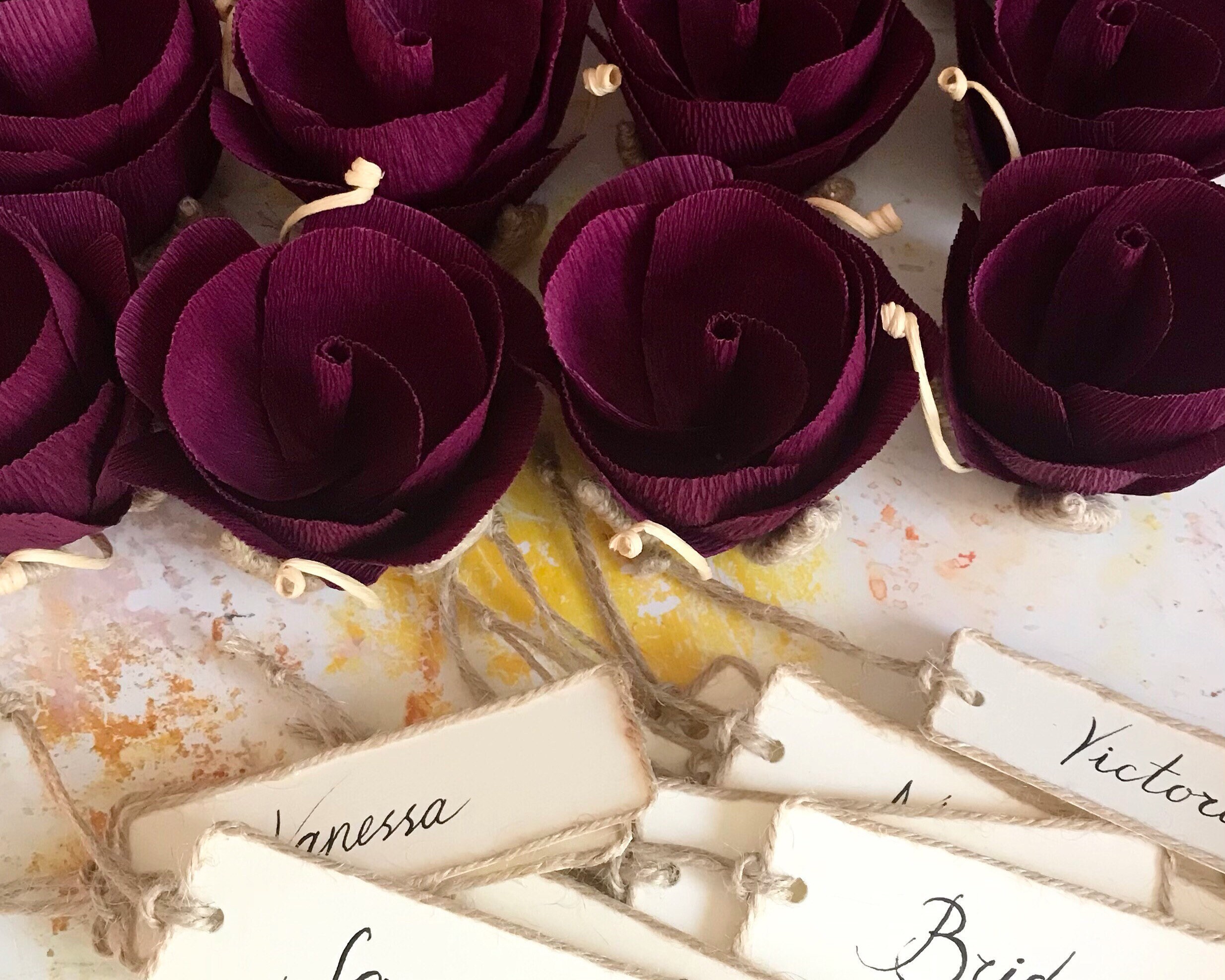 10 Rustic flower place card holders Table name cards Place Etsy