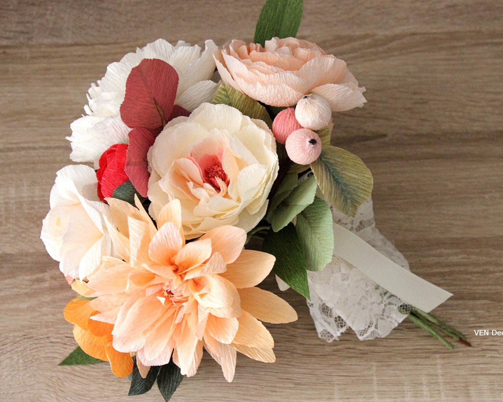 Wedding Paper Flowers Bouquet, Custom Crepe Paper Bouquet, Bridal Paper  Bouquet, Anniversary Bouquet 