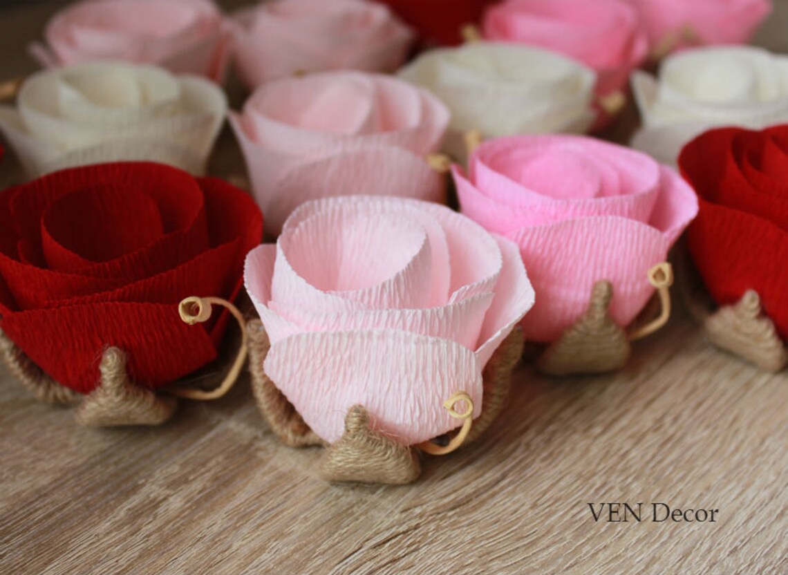 10 flores de rosa de papel pieza central de boda rústica | Etsy