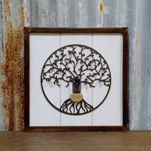 LoveLocks Farmhouse Metal Tree of Life Wood Sign,Wedding Lock, Wish Locks, Proposal Padlock, Engraved Padlock, Wedding Ceremony