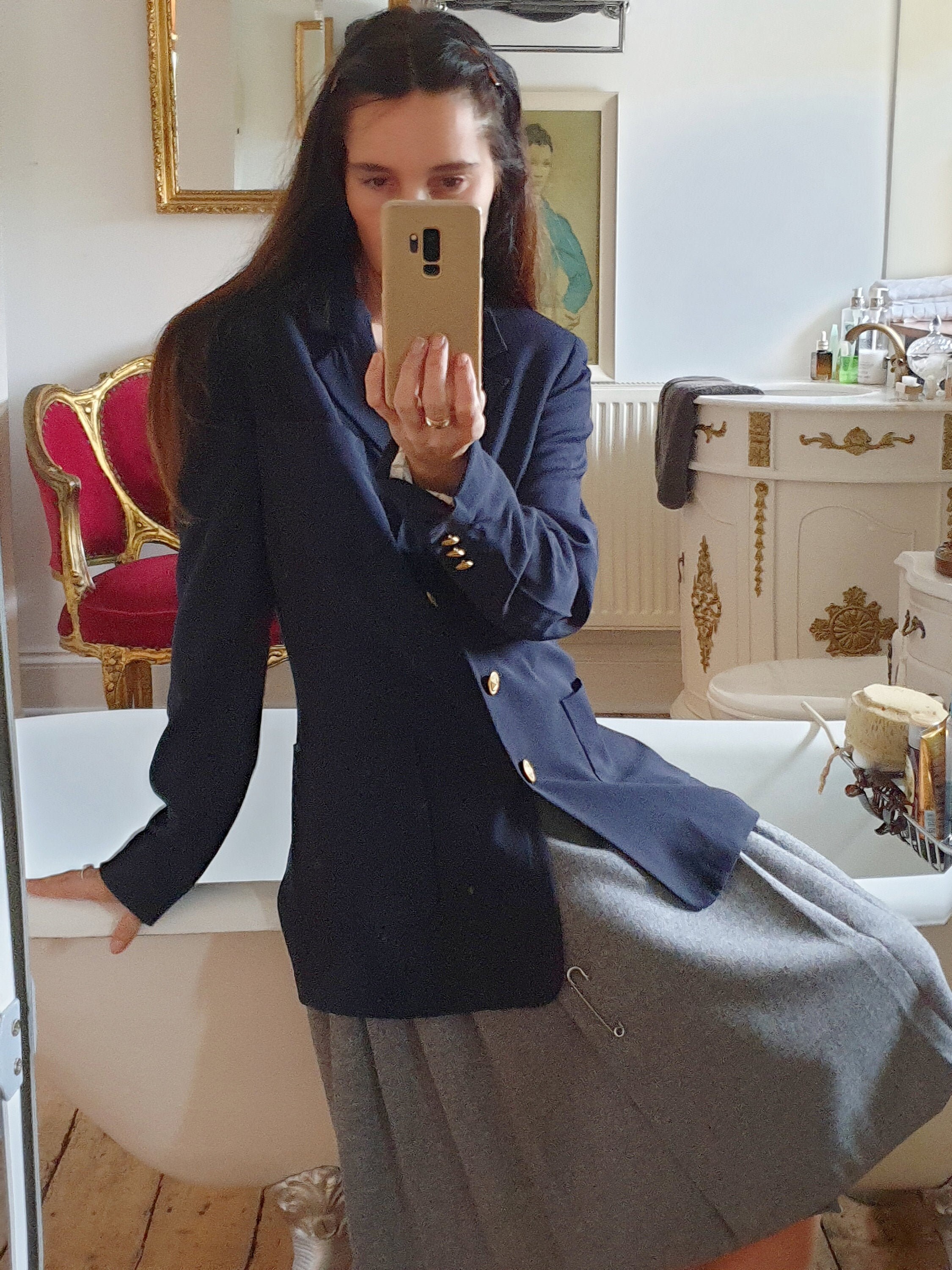 Tommy Hilfiger Navy Blazer Jacket Designer Navy Blue Gold Buttons