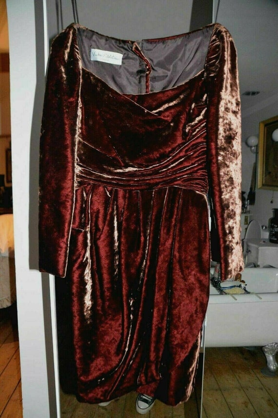 Chocolate rich velvet couture dress evening party