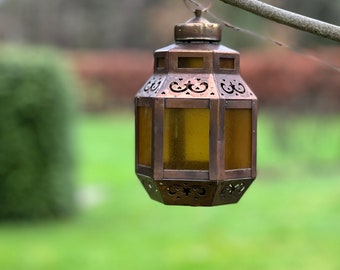 Mooi gepatineerd koperen lantaarntje lantaarn windlicht