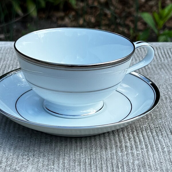 12 Vintage unieke handgemaakte Zylstra select fine China Silver Ecstasy Made in Japan 12 theekopjes met schotels