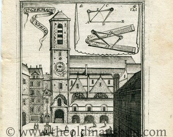 1702 Manesson Mallet Antique Print, Engraving - Eglise Saint-Germain-le-Vieux, Church, Paris, France - No.55