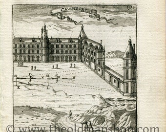 1702 Manesson Mallet Antique Print, Engraving - Chambort, Château de Chambord, Loir-et-Cher France - No.87