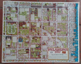 Rare 1986 Bob Terrio Philadelphia 1787, Pennsylvania Pictorial Map, City Plan